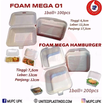 styrofoam mega 01 dan hamburger / foam mega bubur