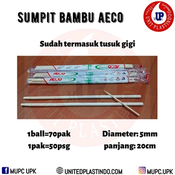 sumpit bambu aeco + tusuk gigi