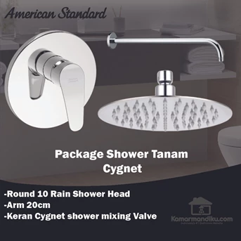paket american standard shower head round 10 kran cygnet + arm 20cm-1