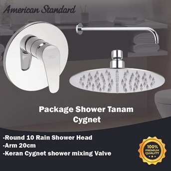 paket american standard shower head round 10 kran cygnet + arm 20cm-2