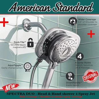american standard in wall spectra duo 2in1 shower 4 spray jet hot cool-4