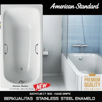 American Standard New Bathtub spa160 cm with hand grips steel enameld