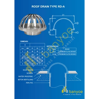 roof drain bronze chromium ( type rd-a) ukuran 2.5 inch