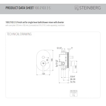 steinberg finish set for single lever bathe 100 2103 3 s-3