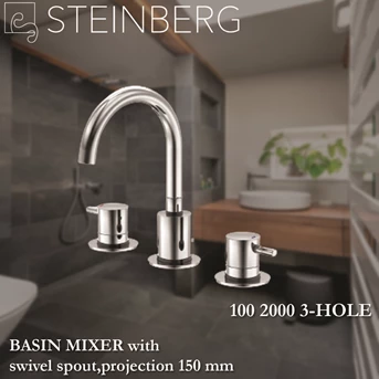STEINBERG 100 2000 3-HOLE BASIN MIXER 150 mm