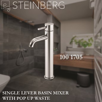 STEINBERG 100 1705 SINGLE LEVER BASIN MIXER WITH POP UP WASTE