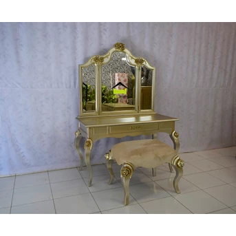 meja rias klasik elegant warna gold mewah kerajinan kayu-1