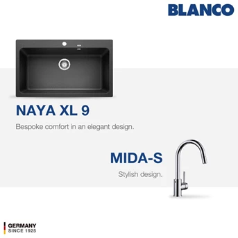 BLANCO Naya XL 9 Silgranit + BLANCO MIDA-S Chrome Mixer Taps - Anthrac