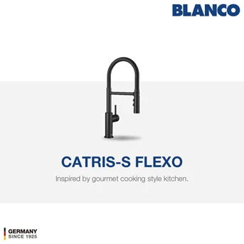 blanco catris-s flexo black matt mixer taps - keran air dapur - cold t-7