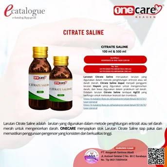 onecare reagen citrate saline 1 x 100 ml