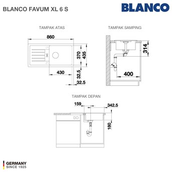 BLANCO Favum XL 6S Silgranit Kitchen Sink + Blanco Mili Chrome - Alume