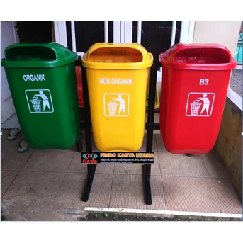 fabrikasi tempat sampah bulat tiga warna 03 / tempat sampah tiga warna-2