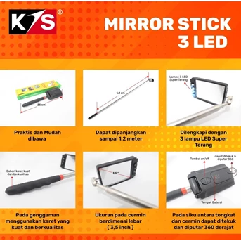 tong tip 3 led / mirror stick 3 led ( alat panen sarang walet )-1