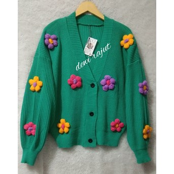 atasan wanita cardigan rajut motif bunga gembul-2