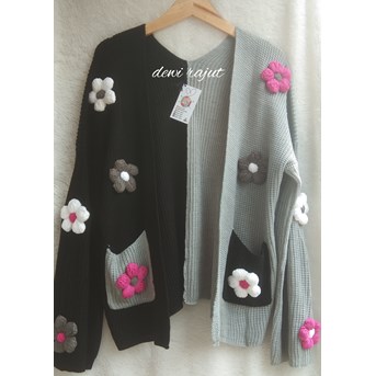 atasan wanita cardigan rajut candy motif bunga gembul-2