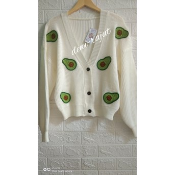 atasan wanita cardigan rajut motif avocado-1
