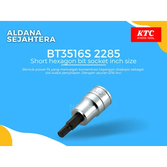 BT3516S 2285 Short hexagon bit socket inch size