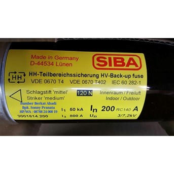 FUSE SIBA 200A 200 A 3/7.2kv 192mm 3001814.200 HHD 200RC140A - GENUINE