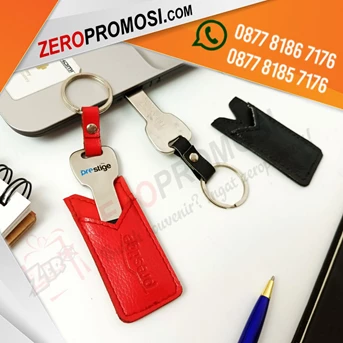 promosi usb flashdisk metal key + pouch kulit kode fdlt26 custom