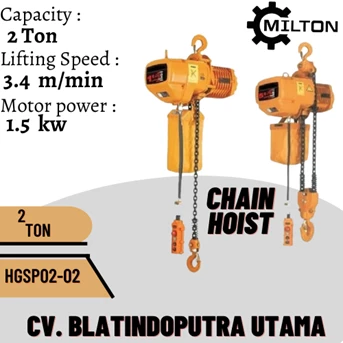 milton electric chain hoist 1phase 2fall cap. 2tx6m code: hgsp02-02