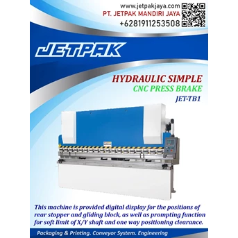 Hydraaulic Simple Cnc Press Brake JET-TB1