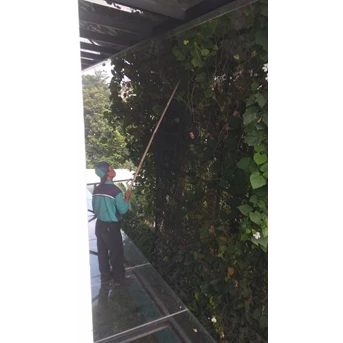 Perawatan taman bersihkan daun kering di Emerald Boulevard 9-05-2023