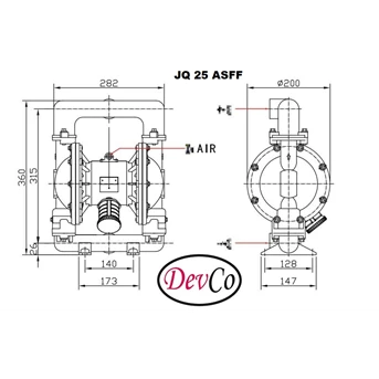 diaphragm pump jq 25 asff (graco oem) pompa diafragma devco - 1 inci-2