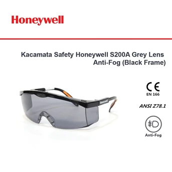 Kacamata Safety Honeywell S200A Grey Lens Fog Ban Black - 100111-HS