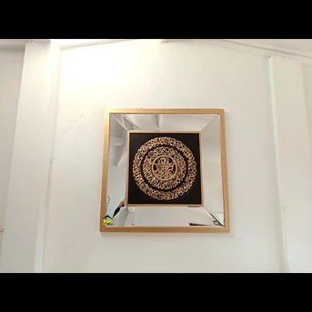 cermin kaligrafi glossy black square frame kerajinan kayu-1