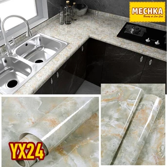 yx24 - pvc sheet motif marmer pelapis furnitur, meja, kitchen set dll