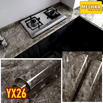 yx26 - pvc sheet motif marmer pelapis furnitur, meja, kitchen set dll