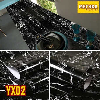 yx02 - pvc sheet motif marmer pelapis furnitur, meja, kitchen set dll