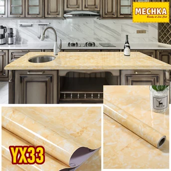 YX34 - PVC Sheet Motif Marmer Pelapis Furnitur, Meja, Kitchen Set dll