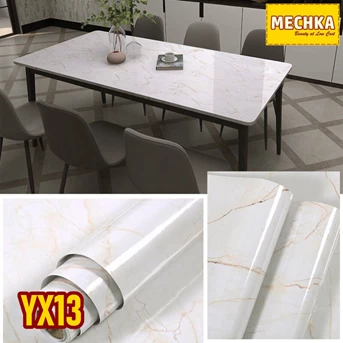 yx13 - pvc sheet motif marmer pelapis furnitur, meja, kitchen set dll