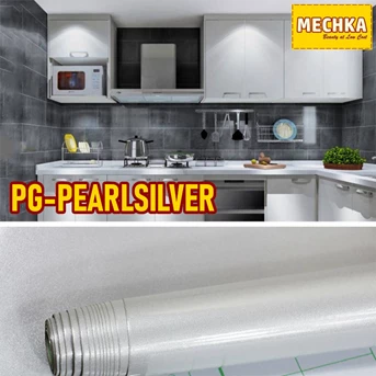 PG-PEARLSILVER PVC Sheet Polos Glossy Pelapis Furnitur, Meja dll