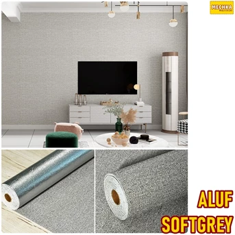 ALUF-SOFTGREY - PET Foam Alumunium 3D Sheet Pelapis Dinding
