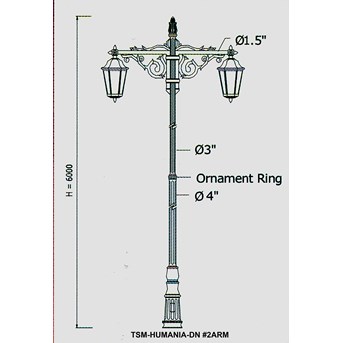 Tiang PJU Decorative HUMANIA-DN2ARM