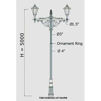 Tiang PJU Decorative HUMANIA-UP2ARM