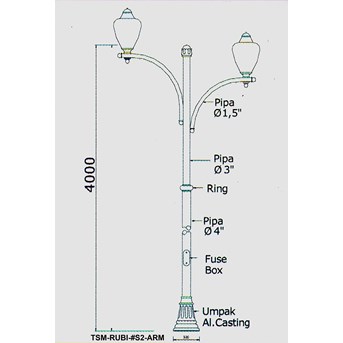 Tiang PJU Decorative RUBI-S2ARM