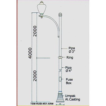 Tiang PJU Decorative RUBI-S1ARM