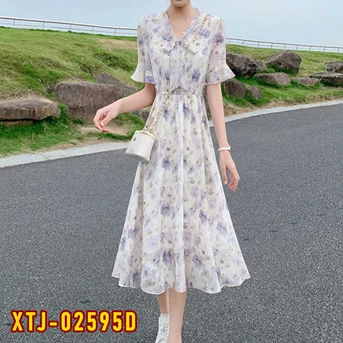 XTJ-02595D Dress Wanita / Pakaian / Terusan / Gaun Perempuan / Cewe /