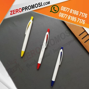Pulpen Promosi Pena Plastik Putih Warna Warni 801