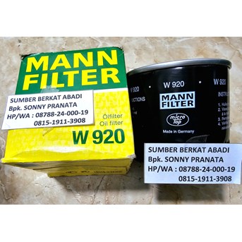 MANN FILTER W 920 W-920 W920 OIL FILTER - GENUINE MADE IN GERMANY