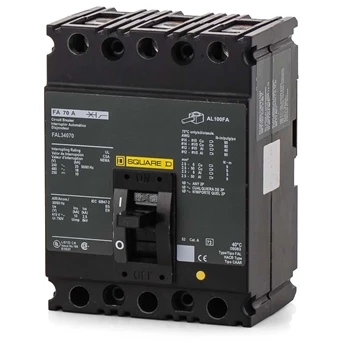 Air Circuit Breaker FAL34070 - Square D 70 Amp 3 Pole 480 Volt Plug