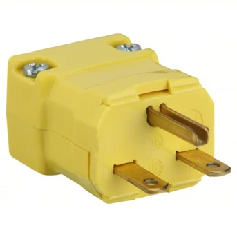 Straight Blade Plug: 6-15P, 15A, 250V AC, Yellow 2 Poles - Connectors