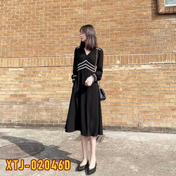 xtj-02046d dress wanita / pakaian / terusan / gaun perempuan / cewek-5