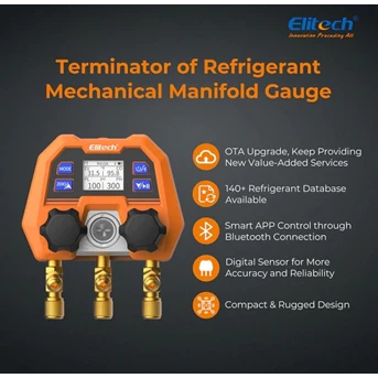 Elitech DMG-4B Digital Manifold Gauge App Control AC Heat Pump Gauges