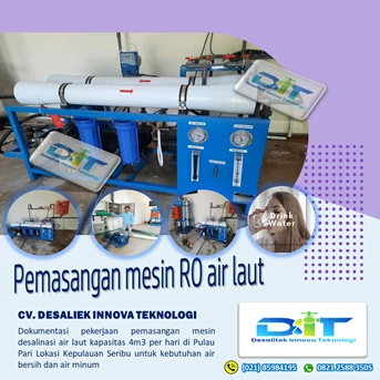 Pemasangan mesin RO air laut di Pulau Seribu kapasitas 4m3 per hari