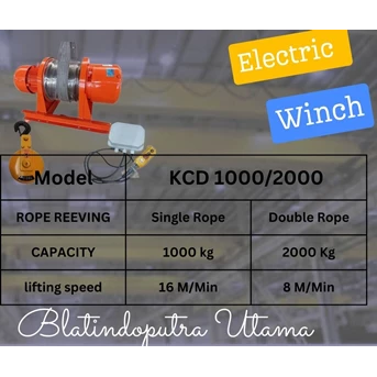 MILTON ELECTRIC WINCH 3 PHASE TYPE KCD CAPACITY 1000/2000KG X 100 M