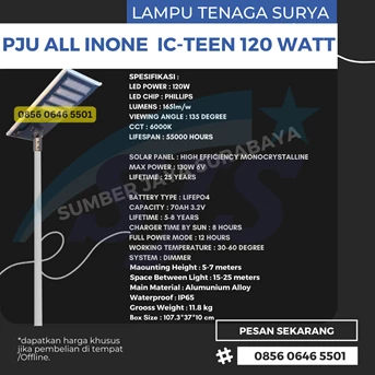 Lampu Jalan Tenaga Surya IC-TEEN 120Watt Lampu AIl In One 120 Watt